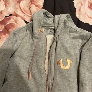 true religion grey zip up